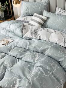 3入組現代美式風格臥室床上用品套裝帶大理石紋樣式&彩色(1被子套&2枕套,棉被)合適的適用於四季 - 彩色 - 查看 2