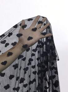 对比色心形网眼吊带上衣和短裤睡衣套装/睡衣套装 - 粉色 - 查看 6