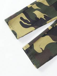 SHEIN Explorewe Young Boy Camo Print Cargo Jeans - Army Green - View 3