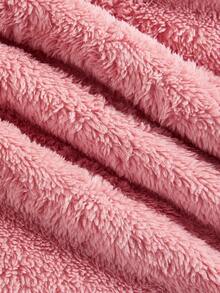 Chiquease Chất rắn Thả vai Teddy áo có mũ Áo thun - Bụi hồng - Xem 3