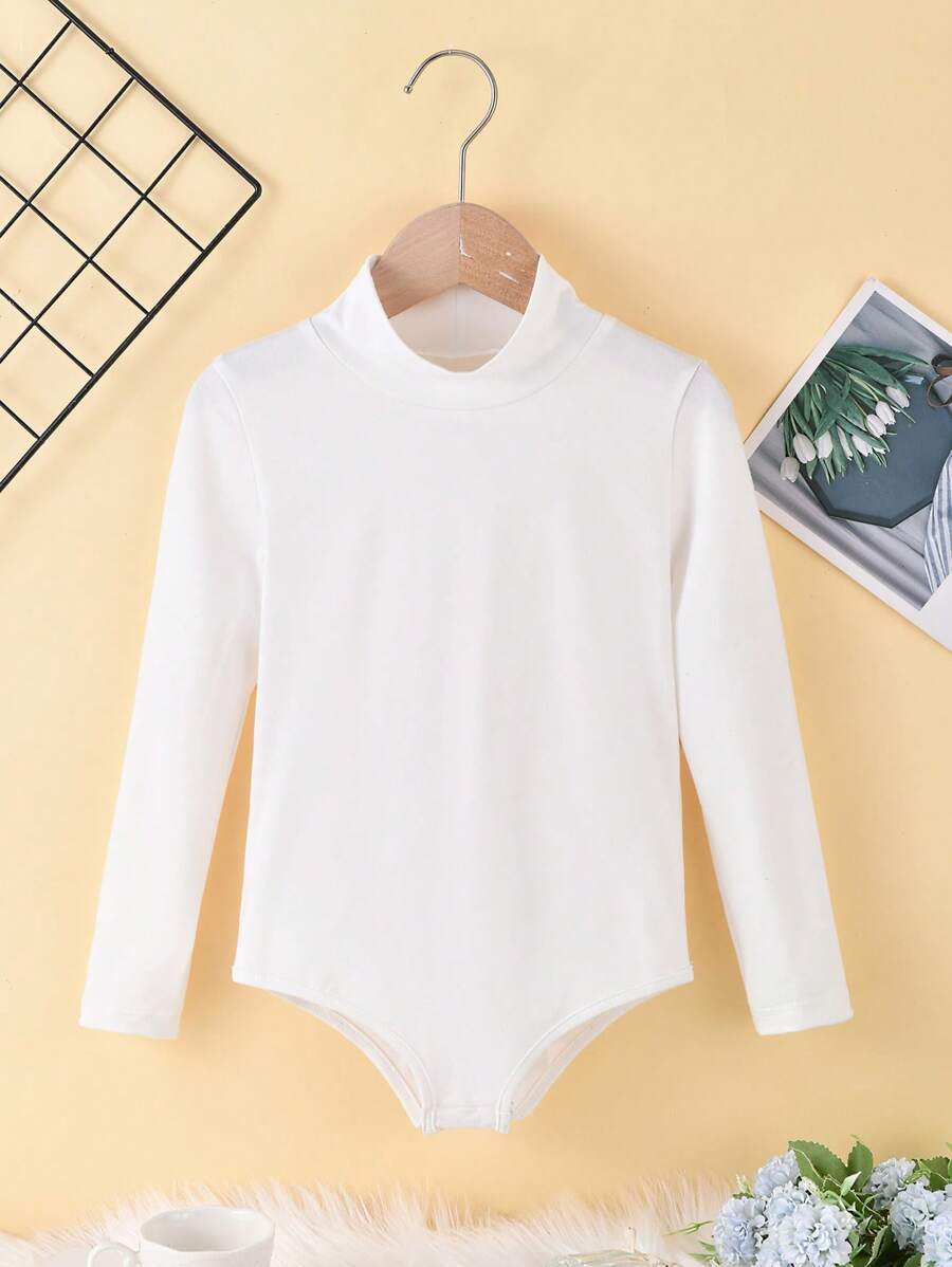 Tween Girls' Solid Color Stand Collar Elegant Long Sleeve Jumpsuit - White - View 1