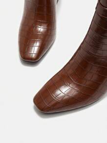 SheIn BIZ Đúng mốt Của phụ nữ Thanh lịch Giày bốt ngắn Với Giày cao gót dày - màu nâu - Xem 8