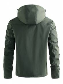 Manfinity Homme Chaqueta con capucha suelta de tipo teddy forrada para hombres, chaqueta con capucha negra para salir, regalo para amigos, esposo o novio