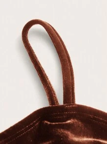 SHEIN EZwear 大码水钻骷髅图案落肩卫衣和吊带背心 - 摩卡棕 - 查看 4