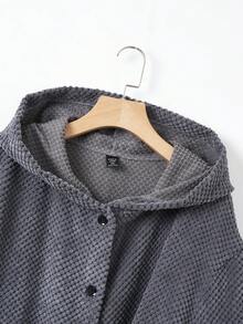SHEIN LUNE Hơn Nút Thông qua Áo trùm đầu - Màu xám đen - Xem 4