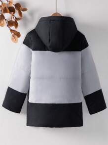 SHEIN Tween-Jungen 1 Stück Gefütterter Mantel mit Farbblock und Kapuze
