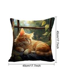 Funda para almohada con estampado de gato decorativo - Multicolor - Ver 4