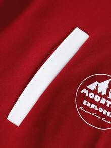 Aesthetic Post--Men's Loose Fit Slogan Graphic Raglan Sleeve Jacket Without Hoodie - Red and White - View 6