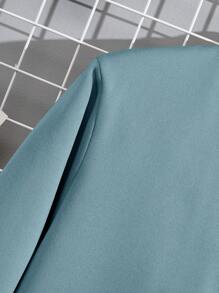 Manfinity Dauomo 男士拉鏈開襟飛行員夾克不帶T恤 - 霧霾藍 - 查看 5