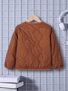 SHEIN Ragazzino Cappotto trapunto Orso 3D applique con bottone