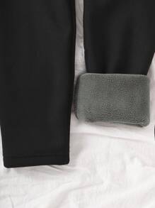 青少年女孩秋冬季加厚保暖内衬打底裤 - 黑色 - 查看 6