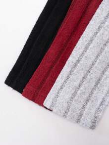 SHEIN Tween Girl 3pcs Ribbed Knit Crop Tee - Multicolor - View 4