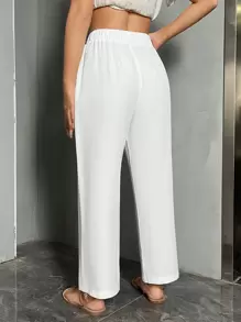 SHEIN LUNE Solid Slant Pocket Straight Leg Pants