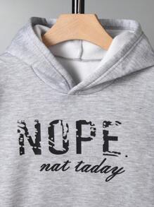 SHEIN Tween Boy Letter Graphic Kangaroo Pocket Hoodie & Sweatpants - Multicolor - View 7