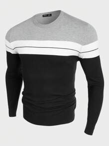 Manfinity BRENVOR Men Colourblock Stripe Pattern Jumper - Black - View 3