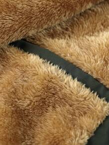 Manfinity Homme Chaqueta con capucha suelta de tipo teddy forrada para hombres, chaqueta con capucha negra para salir, regalo para amigos, esposo o novio