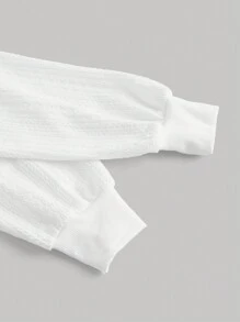 SHEIN MOD 女士帶有下垂肩的抽繩連帽短版運動衫 - 白色 - 查看 3