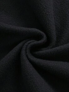 SHEIN EZwear Building & Letter Graphic Drawstring Thermal Lined Hoodie - Black - View 3