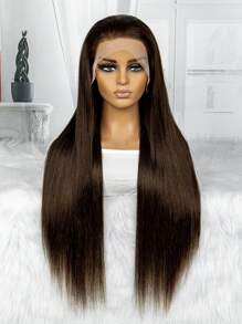 Peruci din păr uman pentru femei 13x4 perucă frontală cu dantelă de culoare maro ureche la ureche Peruci din față cu dantelă din păr uman Perucă dreaptă din dantelă - S4 - Vizualizare 2