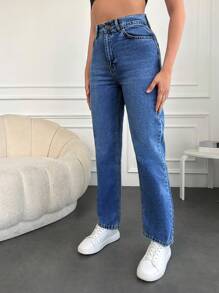 EURMUSE Straight Leg Jeans - Royal Blue - View 3