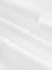 SHEIN MOD 大码纯色珍珠串珠荷叶边下摆半身裙 - 白色 - 查看 4