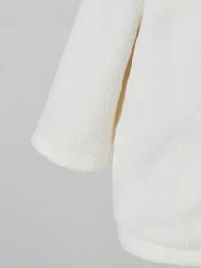 SHEIN 女嬰素色毛茸邊連帽外套 - 杏色 - 查看 3