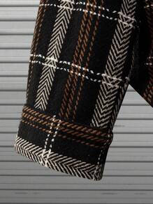 Manfinity Homme Men Plaid Print Pocket Patched Overcoat