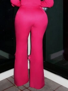 SHEIN SXY High Waist Bow Front Flare Leg Suit Pants