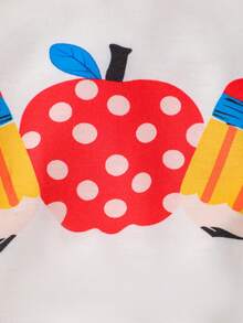 SHEIN 女小童卡通圖案運動衫&喇叭褲 - 黃色 - 查看 6