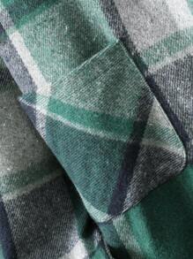 男孩格紋印花西裝領西裝外套和褲子無毛衣 - 軍綠色 - 查看 7