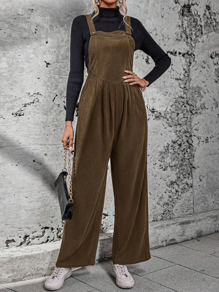 Chiquease Solid Slant Pocket Overall Jumpsuit Without Tee | SHEIN USA