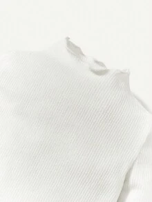 Cozy Pixies Baby Girl 2pcs Solid Lettuce Trim Mock Neck Tee - Multicolor - View 4