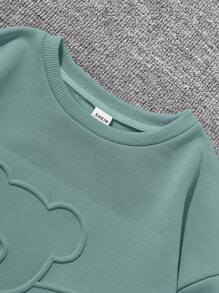 SHEIN Tween Girl Cartoon Embossed Drop Shoulder Sweatshirt