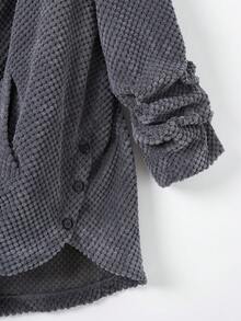 SHEIN LUNE Hơn Nút Thông qua Áo trùm đầu - Màu xám đen - Xem 3