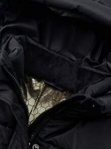 SOLOCOTE Tween Boys' Padded Coat With Chin Zipper Protection, Two Side Pockets, Heat Reflective Lining, Non-Detachable Hood, Stand Collar Design To Protect Neck From Cold - Black - View 7