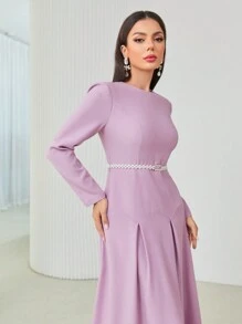 Modelyn 褶皱连衣裙（无腰带）长款晚礼服 - 粉色 - 查看 6