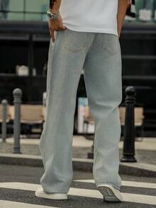 Manfinity Nam Túi nghiêng Quần legging thẳng - Màu xanh nhạt - Xem 7