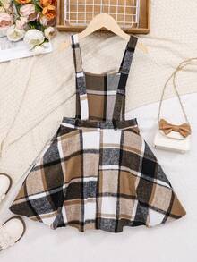 SHEIN Váy dây đeo kẻ sọc thời trang dành cho các cô gái tuổi teen Tween, mùa Thu Đông - Nhiều màu - Xem 2