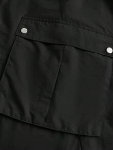 SHEINNeu 素色腰部抽繩工裝褲 - 黑色 - 查看 4