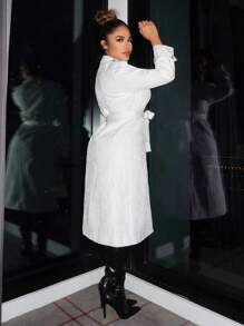 SHEIN SXY Button Front Belted Trench Coat