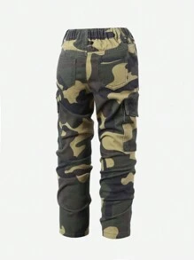 SHEIN Explorewe Young Boy Camo Print Cargo Jeans - Army Green - View 2