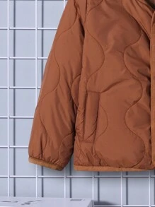 SHEIN Ragazzino Cappotto trapunto Orso 3D applique con bottone