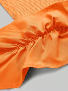 Aveloria 單肩荷葉邊褶邊短款上衣 - 橘色 - 查看 5