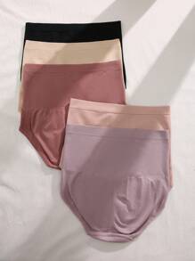 Women's Casual Plain Slight Stretch Multicolor Briefs Set - Multicolor - View 2