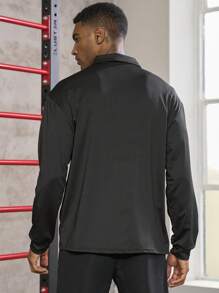 Gym Rark Boyfriend Style Men Slogan Graphic Polo Neck Sports Polo Shirt Workout Tops Golf Shirt - Black - View 2
