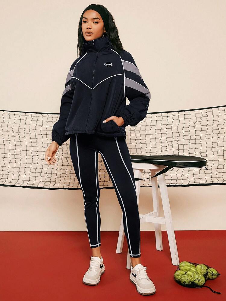VARSITIE 運動網球基本戶外套裝 - 黑色 - 查看 4