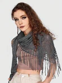 ROMWE Grunge Punk 1 Pieza Bufanda Triangular (estilo De Tierra Baldía Milenario) - Gris Oscuro - Ver 2