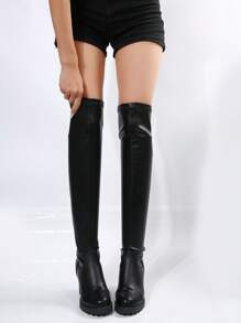 Của phụ nữ Cao đến đầu gối Giày ống - màu đen - Xem 3