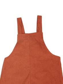 Manfinity Hypemode Men 1pc Patched Pocket Corduroy Overall Jumpsuit - Orange - View 5