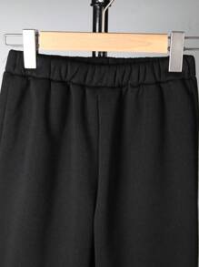 SHEIN Tween Boy Letter Graphic Kangaroo Pocket Hoodie & Sweatpants - Multicolor - View 3